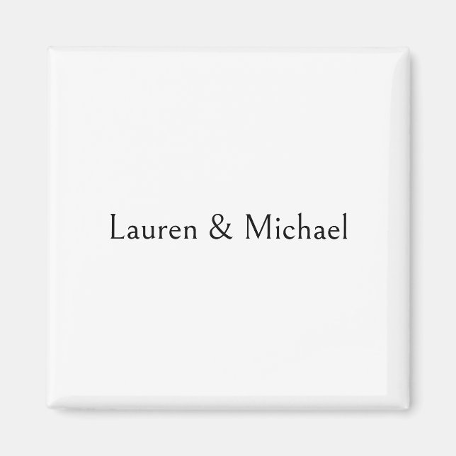 Wedding Elegant Minimalist Calligraphy Black White Magnet (Front)