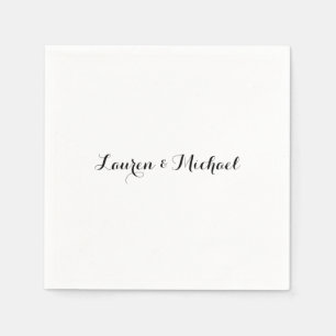 Wedding Elegant Minimalist Calligraphy Black White Napkin