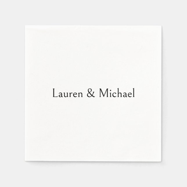 Wedding Elegant Minimalist Calligraphy Black White Napkin (Front)