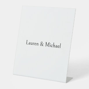 Wedding Elegant Minimalist Calligraphy Black White Pedestal Sign