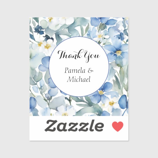 Wedding Elegant Minimalist Classic Blue Thank You (Sheet)
