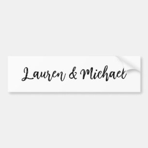 Wedding Elegant Minimalist Classical Black White Bumper Sticker