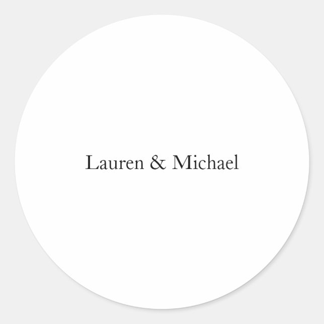 Wedding Elegant Minimalist Classical Black White Classic Round Sticker (Front)