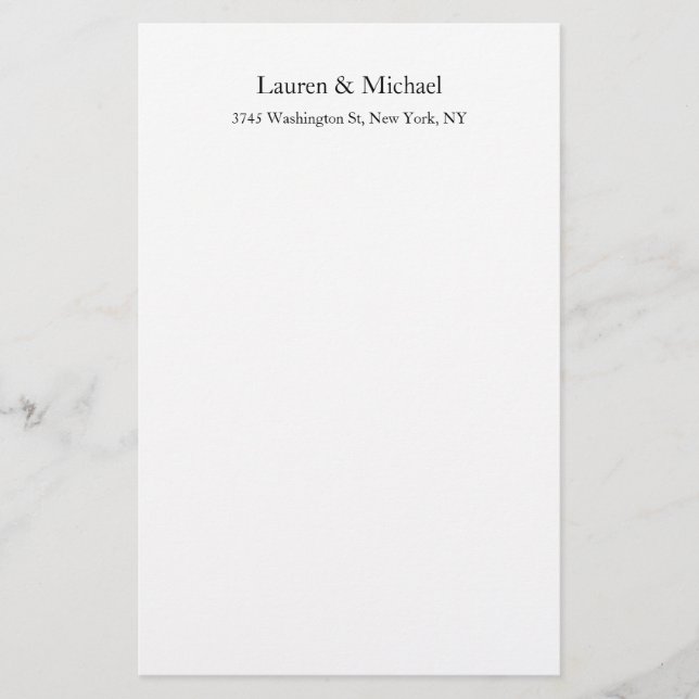 Wedding Elegant Minimalist Classical Black White Stationery (Front)