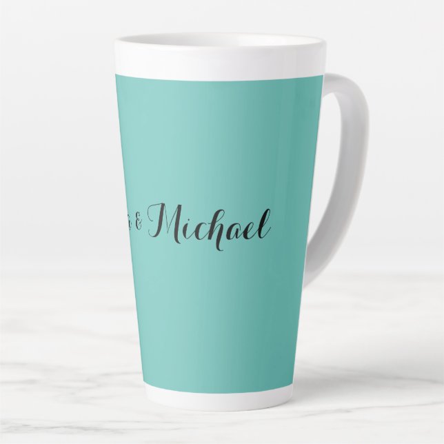 Wedding Elegant Minimalist Classical Blue Latte Mug (Right Angle)