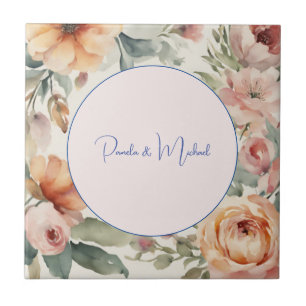 Wedding Elegant Minimalist Classical Floral Tile