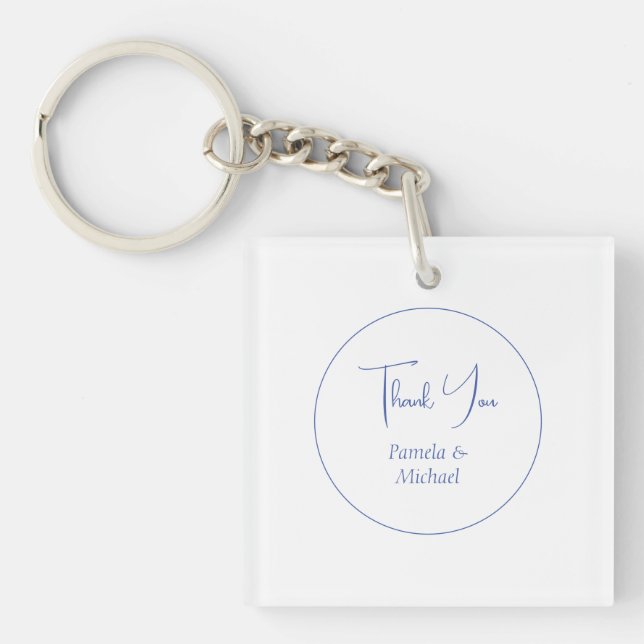 Wedding Elegant Minimalist Classical Thank You Key Ring (Front)