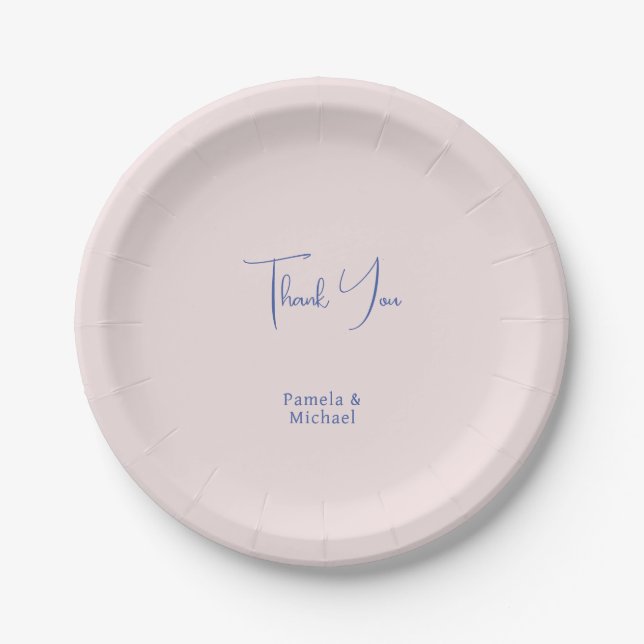 Wedding Elegant Minimalist Classical Thank You Paper Plate (Front)