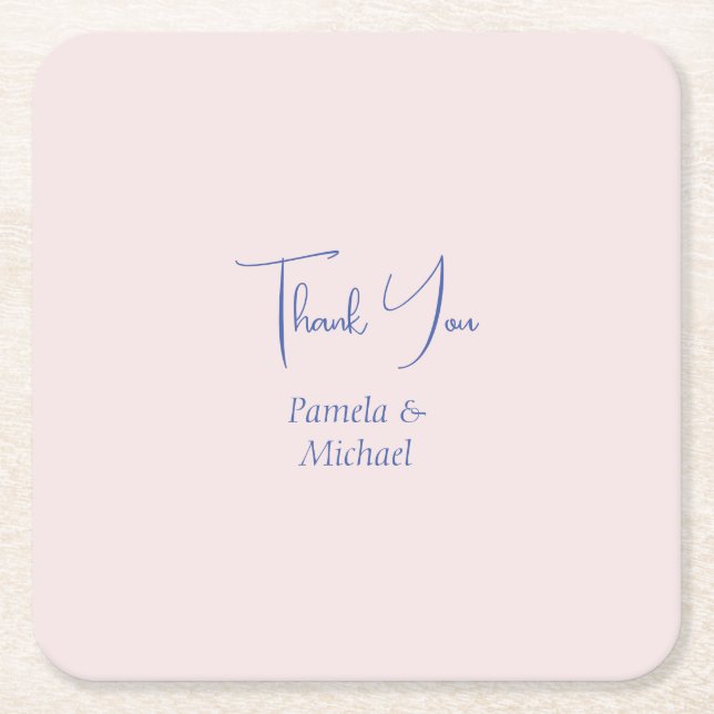 Wedding Elegant Minimalist Classical Thank You Square Paper Coaster (Front)