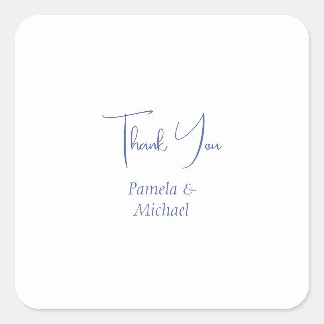 Wedding Elegant Minimalist Classical Thank You Square Sticker (Front)
