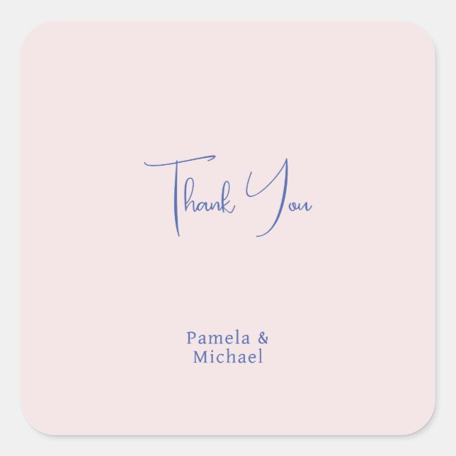 Wedding Elegant Minimalist Classical Thank You Square Sticker (Front)