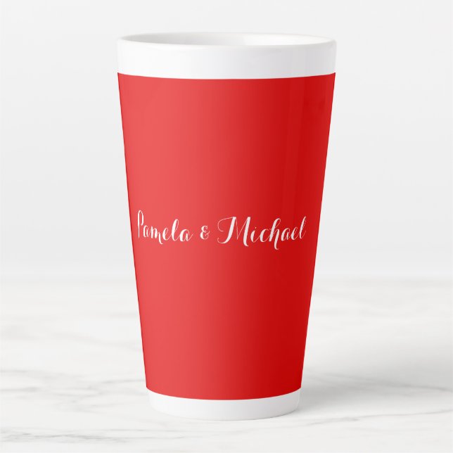 Wedding Elegant Minimalist Classical Warm Red Latte Mug (Front)