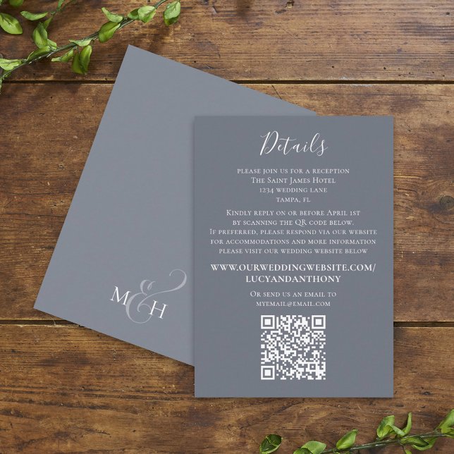 Wedding Elegant Minimalist Details QR Code Website Enclosure Card (Creator Uploaded)