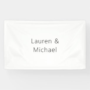 Wedding Elegant Minimalist Plain Black White Banner