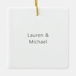 Wedding Elegant Minimalist Plain Black White Ceramic Ornament