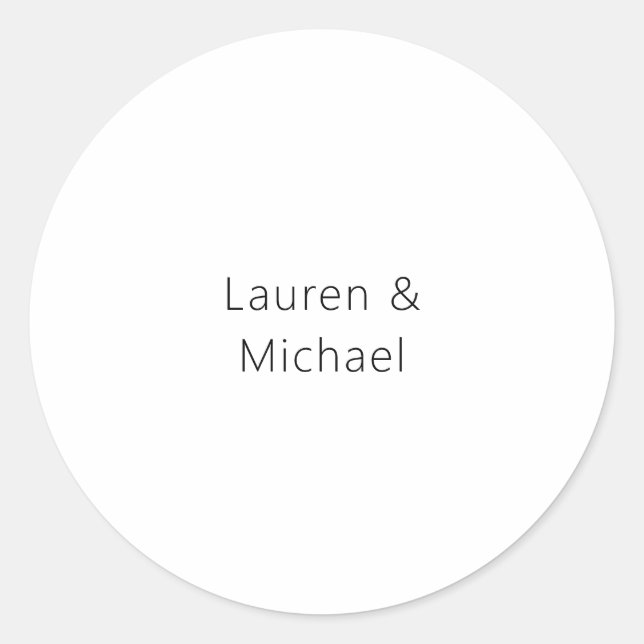 Wedding Elegant Minimalist Plain Black White Classic Round Sticker (Front)