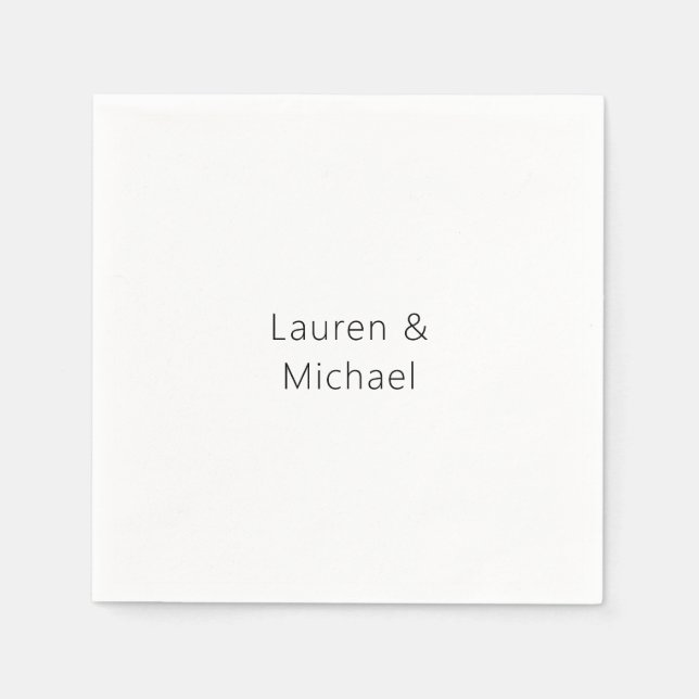 Wedding Elegant Minimalist Plain Black White Napkin (Front)