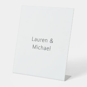 Wedding Elegant Minimalist Plain Black White Pedestal Sign