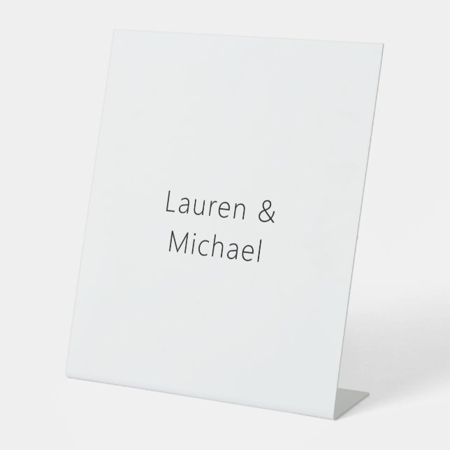 Wedding Elegant Minimalist Plain Black White Pedestal Sign (Front)