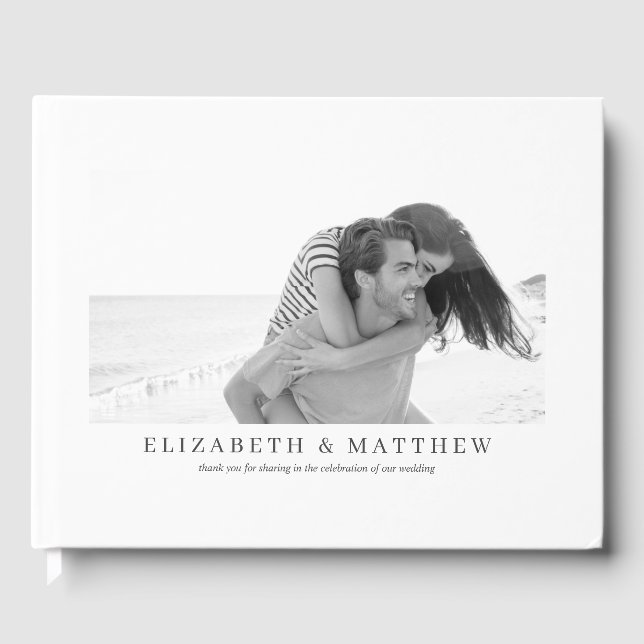 Wedding | Elegant Modern Custom Two Photo Guest Book (Front)