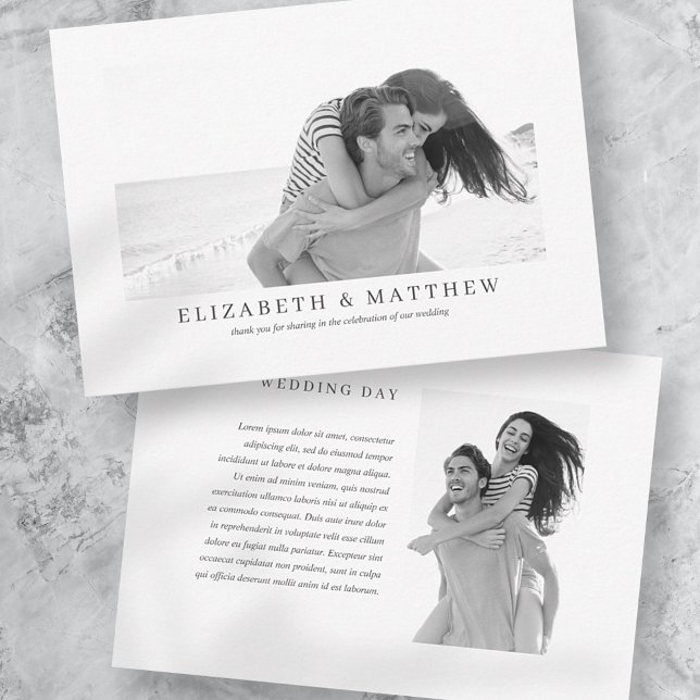 Wedding | Elegant Modern Custom Two Photo Thank You Card (Creator Uploaded)