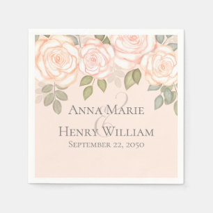 Wedding Elegant Modern Minimalist Blush Floral Napkin
