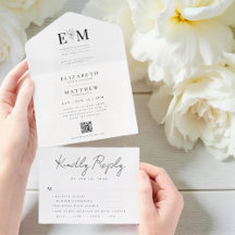 Wedding Elegant Modern Simple Chic Foliage QR Code