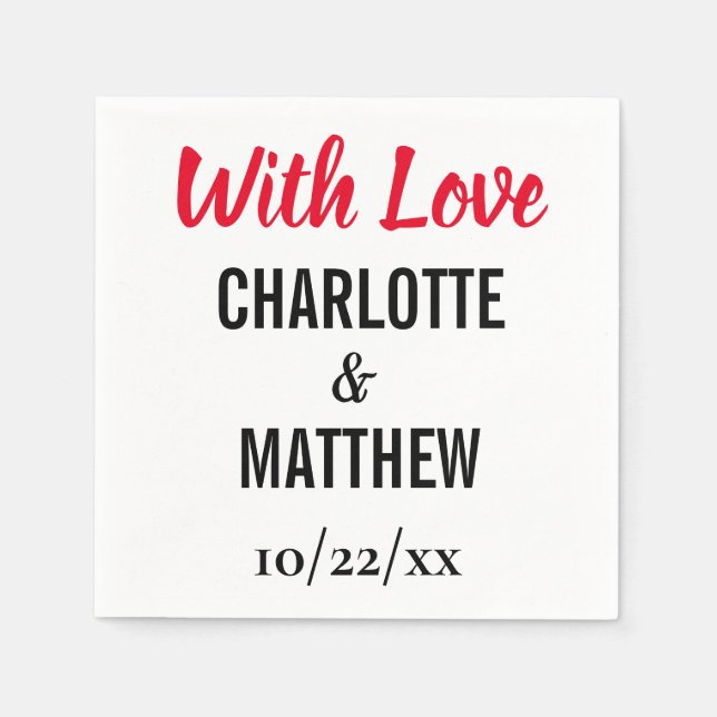 Wedding Elegant Modern Typography With Love Napkin (Front)
