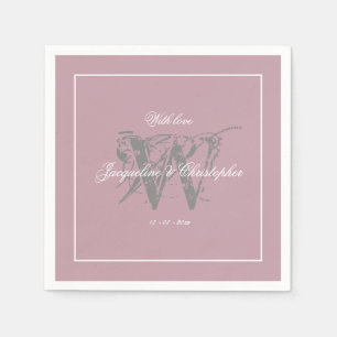 Wedding Elegant Monogram Chic Dusty Pink Paper     Napkin