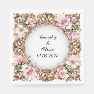 Wedding Elegant Ornate Floral Frame Napkin