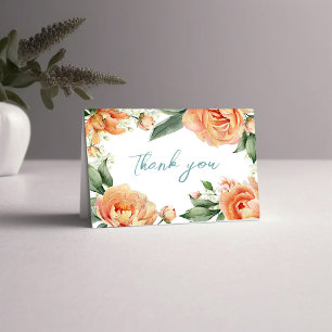 Wedding Elegant Peach Floral  Thank You Card