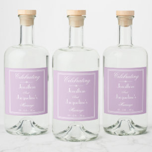 Wedding Elegant Personalised Names Chic Lilac Liquor Bottle Label