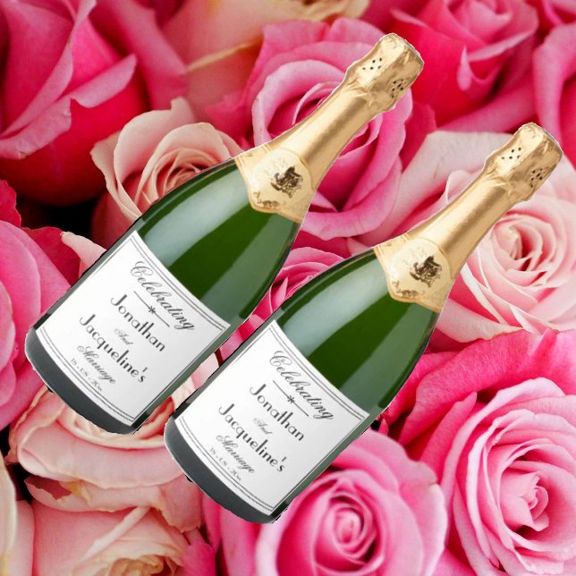 Wedding Elegant Personalised Names Classic Script  Sparkling Wine Label (A must have for the perfect wedding - sparkling wine labels with elegant bride and groom names.)