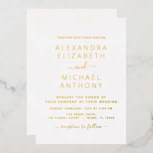 Wedding Elegant Romantic Gold Foil Invitation