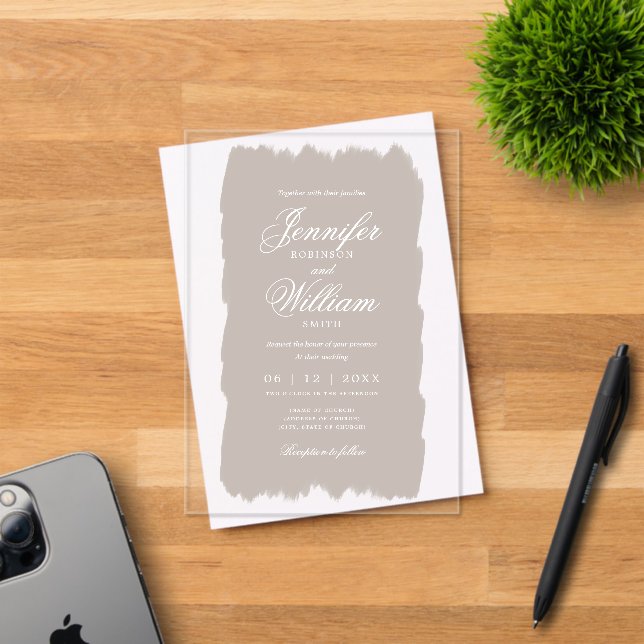 Wedding Elegant Romantic Script Champagne Paint Acrylic Invitations (Insitu (Invitation Card))