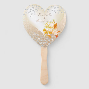 Wedding Elegant Rose Gold Paperweight Hand Fan