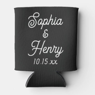Wedding Elegant Script Black Modern Typography Can Cooler