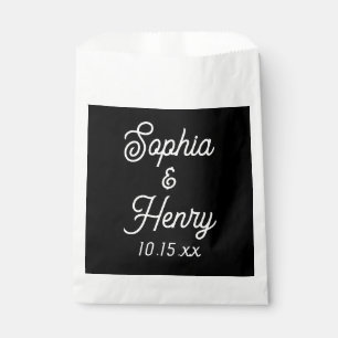 Wedding Elegant Script Black Modern Typography Favour Bags