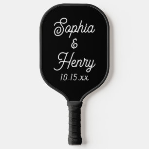 Wedding Elegant Script Black Modern Typography Pickleball Paddle