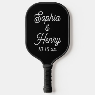 Wedding Elegant Script Black Modern Typography Pickleball Paddle
