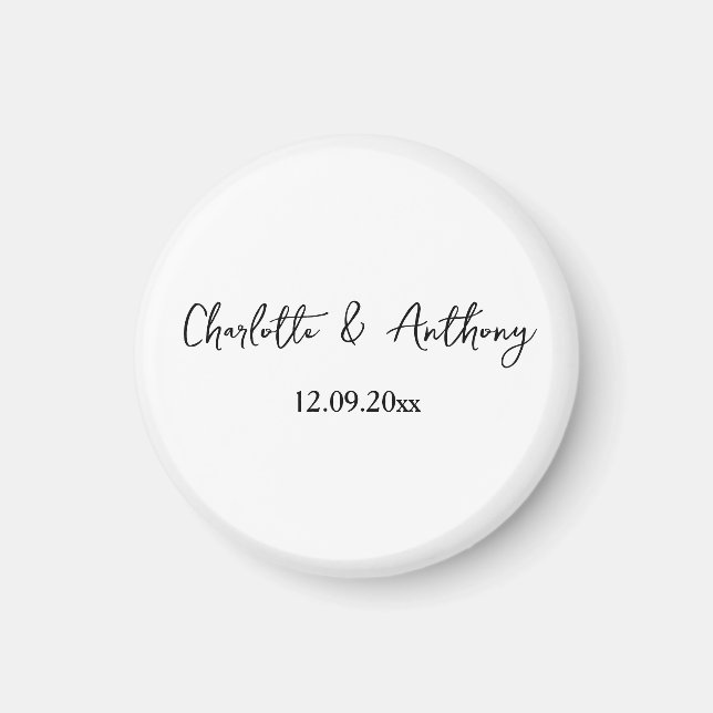 Wedding Elegant Script Creative Black White Magnet (Front)