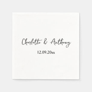 Wedding Elegant Script Creative Black White Napkin