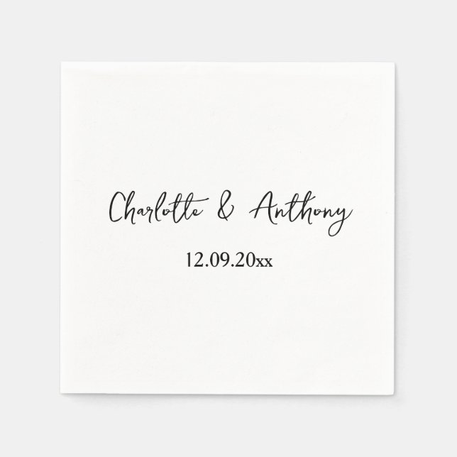 Wedding Elegant Script Creative Black White Napkin (Front)