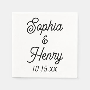 Wedding Elegant Script Modern Typography Black Napkin