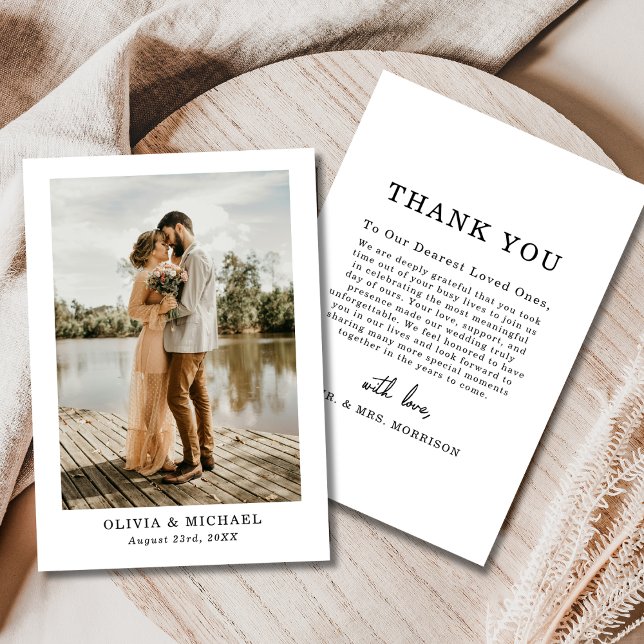 Wedding Elegant Script Photo Thank You Card (Creator Uploaded)