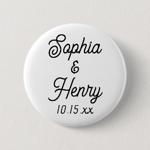 Wedding Elegant Script Typography Black White 6 Cm Round Badge