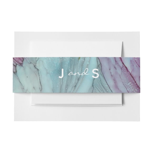 Wedding Elegant Turquoise and Lavender Invitation Belly Band (Front Example)