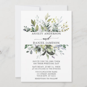 Wedding Elegant Watercolor Botanical Greenery Invitation