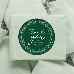 Wedding Elegant Watercolor Greenery Leaves Classic Round Sticker