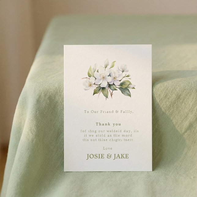 Wedding elegant white floral blossom thank you card (Wedding elegant white floral blossom thank you card)